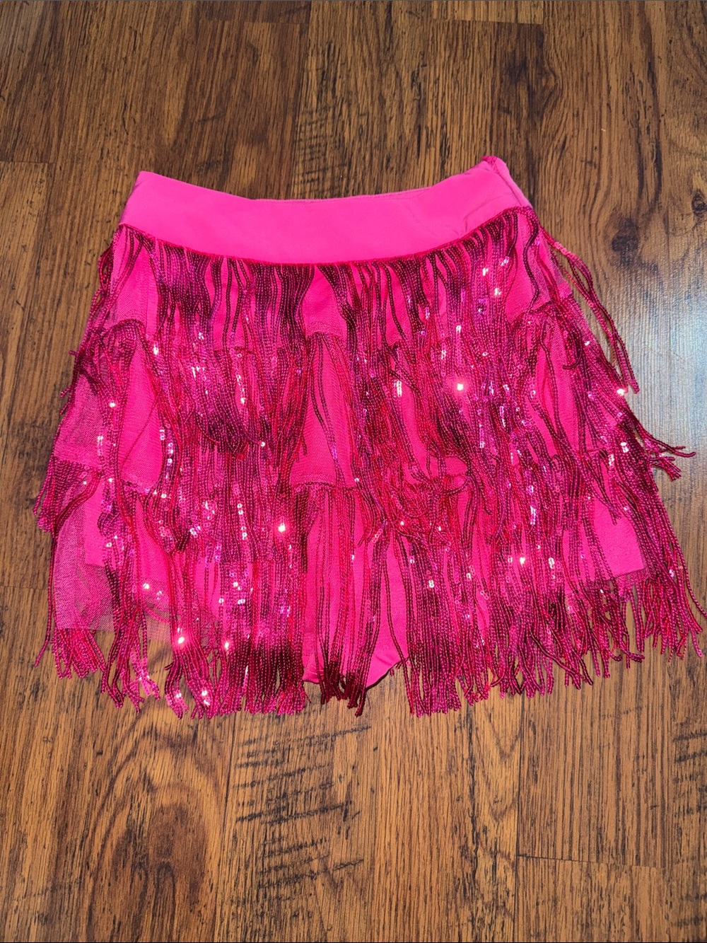 SHEIN Hot Pink Sequin Fringe Skort 18.T